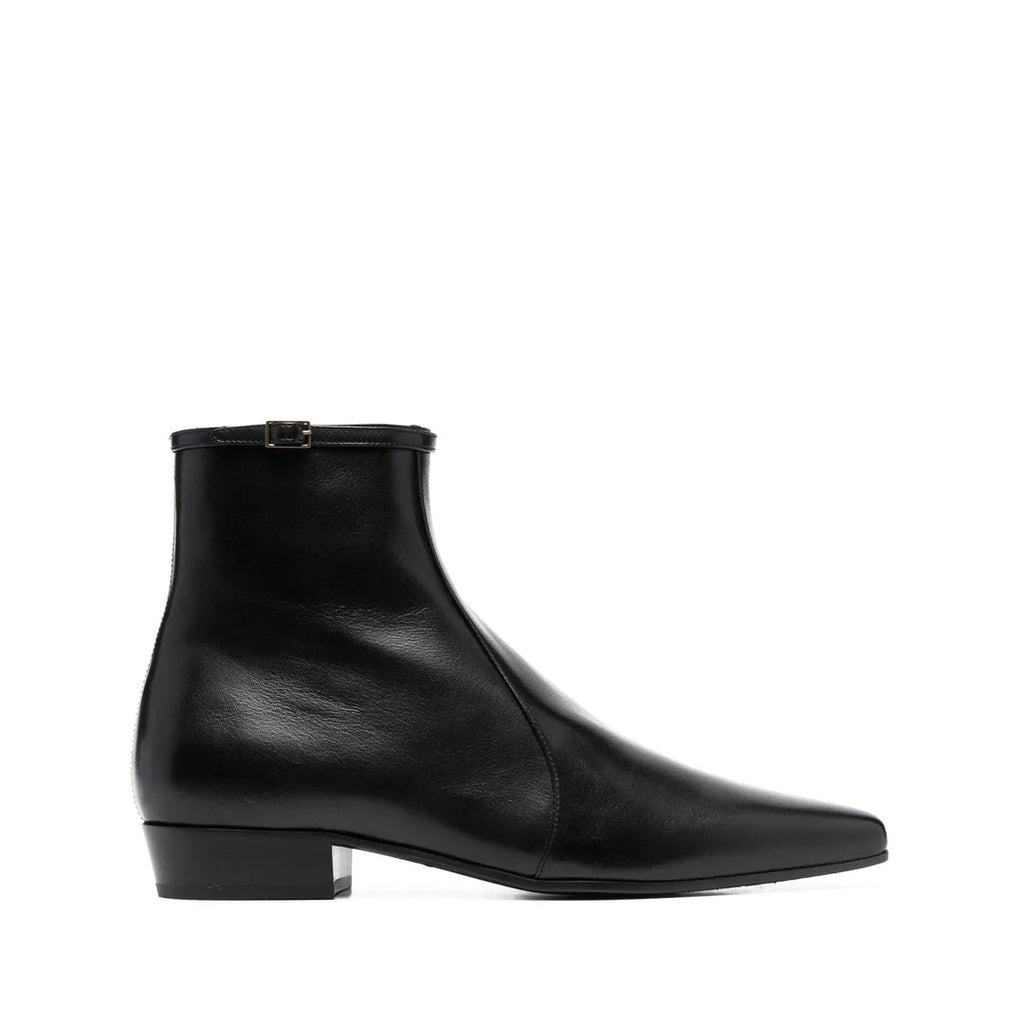 SAINT LAURENT 90MM BUCKLE DETAIL BOOTS BLACK