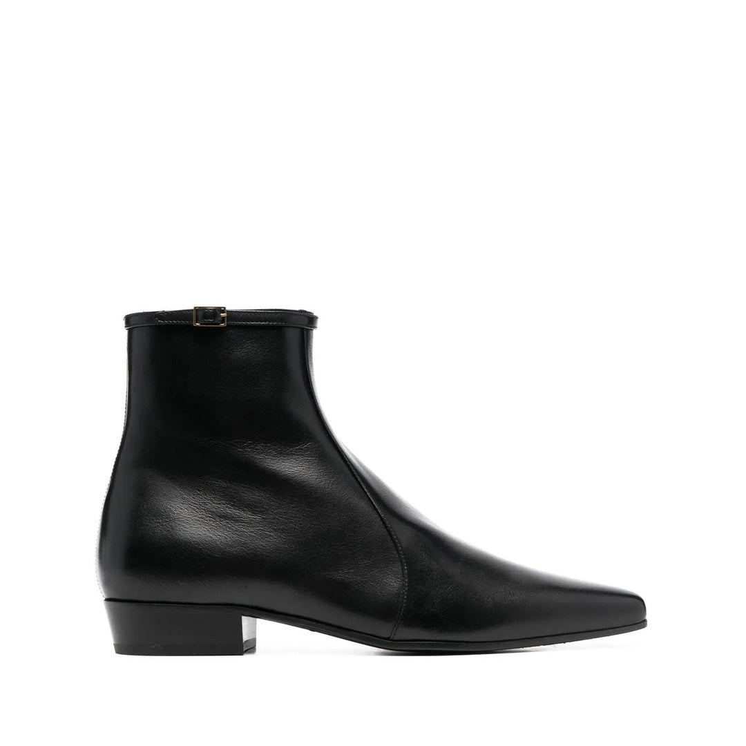 SAINT LAURENT 90MM BUCKLE DETAIL BOOTS BLACK