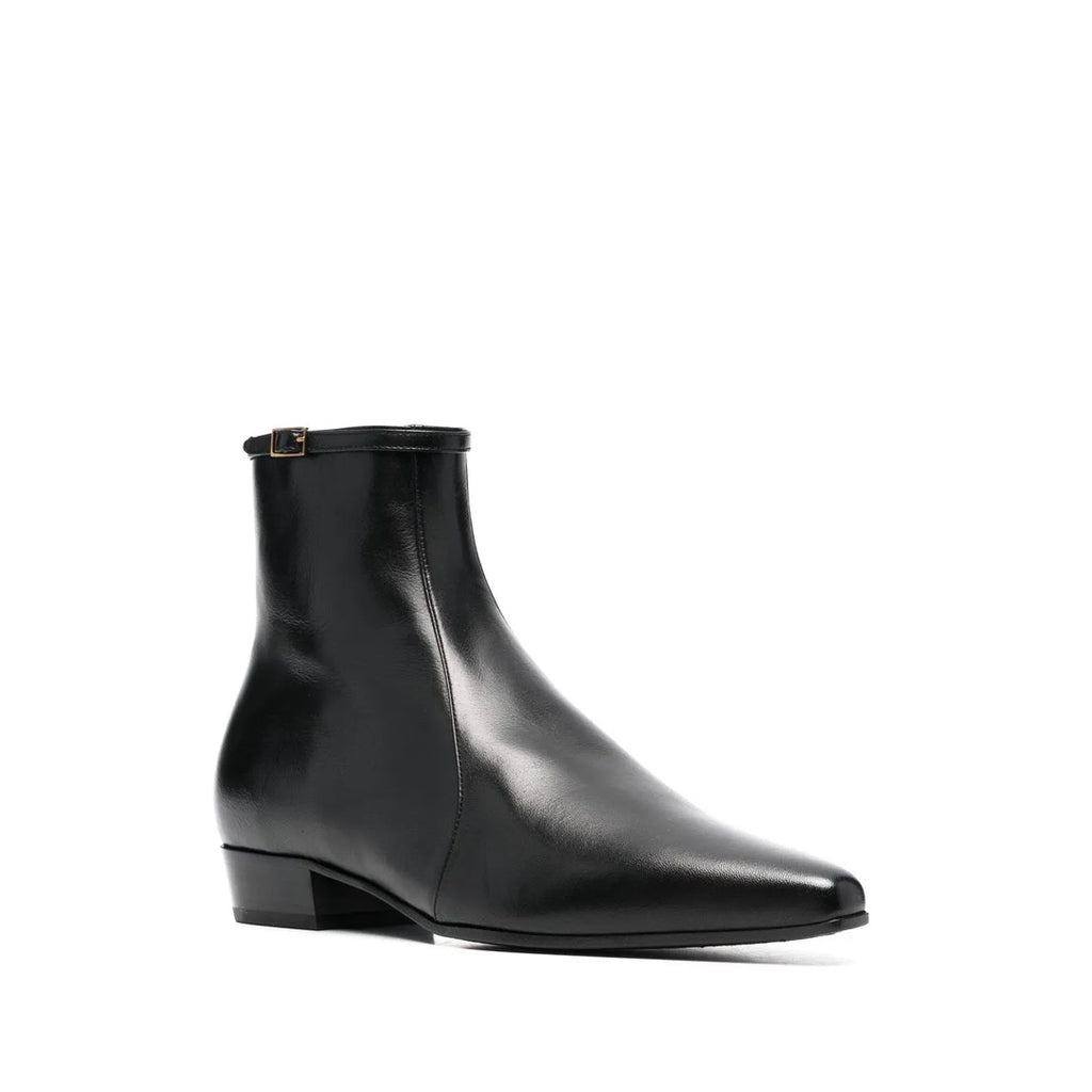 SAINT LAURENT 90MM BUCKLE DETAIL BOOTS BLACK