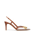 VALENTINO GARAVANI VLOGO SIGNATURE PATENT LEATHER PUMPS TAN
