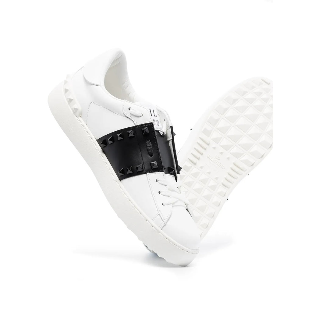 VALENTINO GARAVANI ROCKSTUD STUD LEATHER SNEAKERS WHITE
