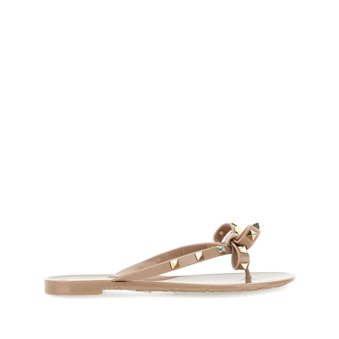 VALENTINO GARAVANI ROCKSTUD SLIPPERS NUDE