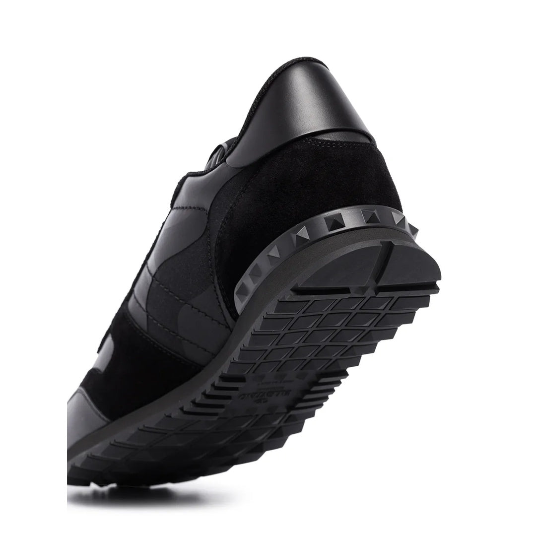 VALENTINO GARAVANI ROCKRUNNER CAMOUFLAGE-PRINT SNEAKERS BLACK
