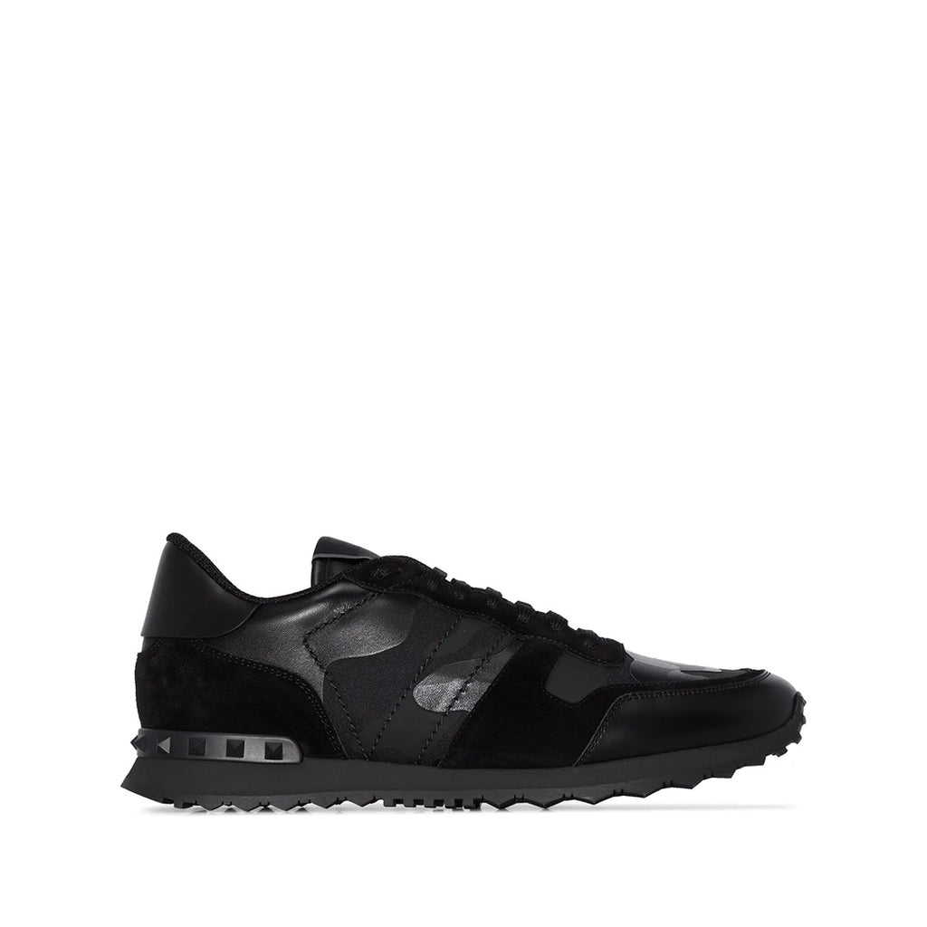VALENTINO GARAVANI ROCKRUNNER CAMOUFLAGE-PRINT SNEAKERS BLACK