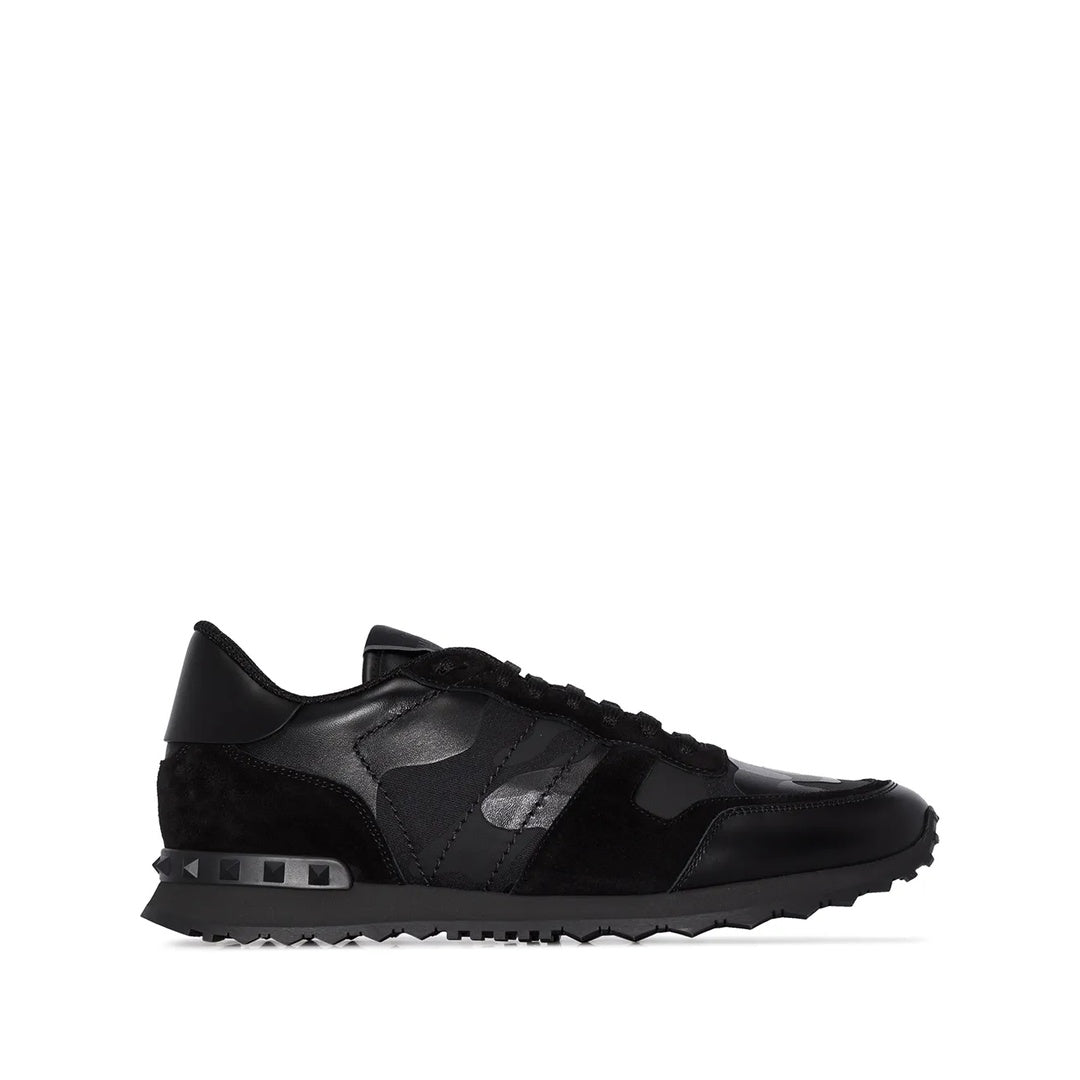 VALENTINO GARAVANI ROCKRUNNER CAMOUFLAGE-PRINT SNEAKERS BLACK