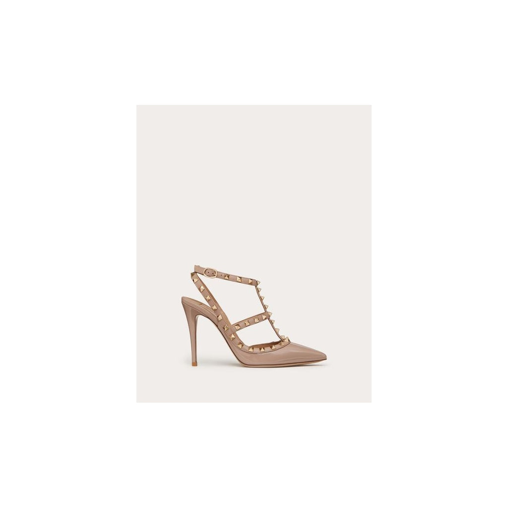 VALENTINO GARAVANI PATENT ROCKSTUD CAGED PUMP 100MM NUDE