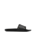 VALENTINO GARAVANI ROCKSTUD SLIDE SANDAL SUEDE 60MM EBONY BLACK