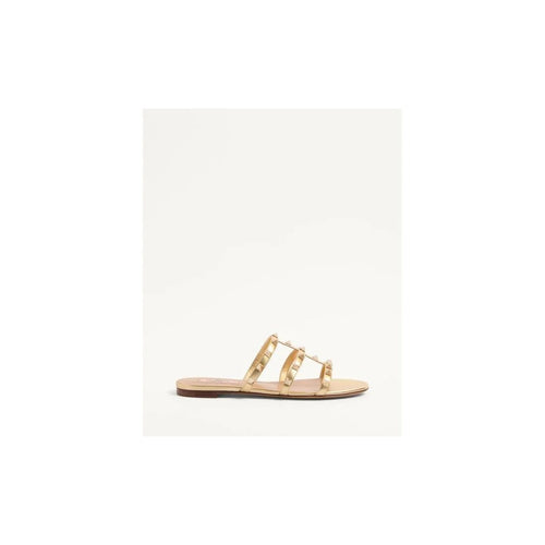 VALENTINO GARAVANI STUDDY SANDAL LAMINATED NAPPA 100MM GOLD