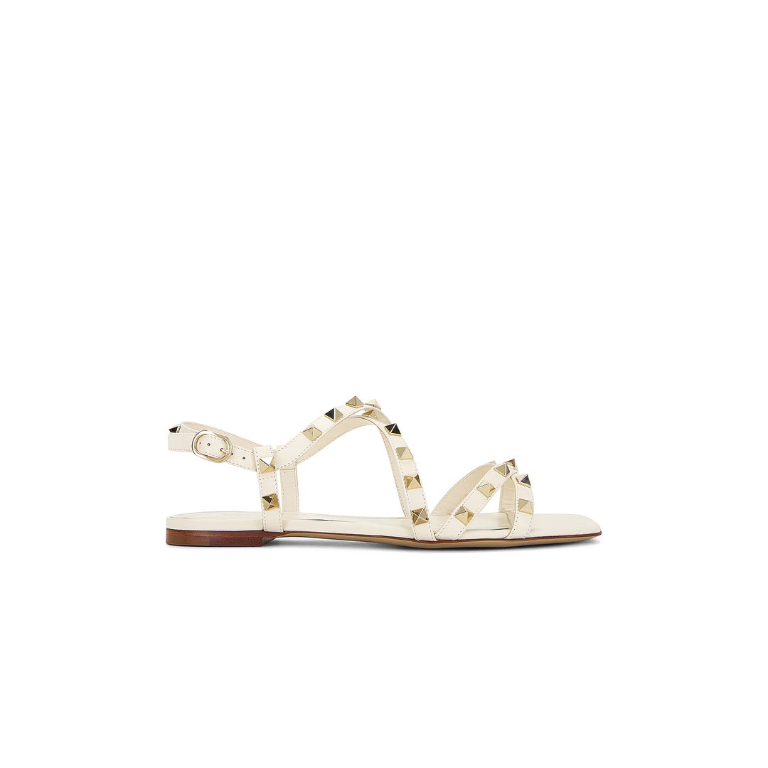 VALENTINO GARAVANI STUDDY KIDSKIN SANDAL 100MM IVORY