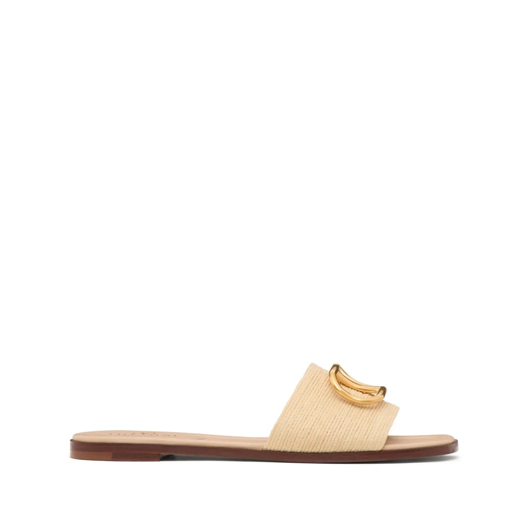 VALENTINO GARAVANI VLOGO SIGNATURE SLIDE SANDAL RAFFIA 60MM NATURAL BEIGE