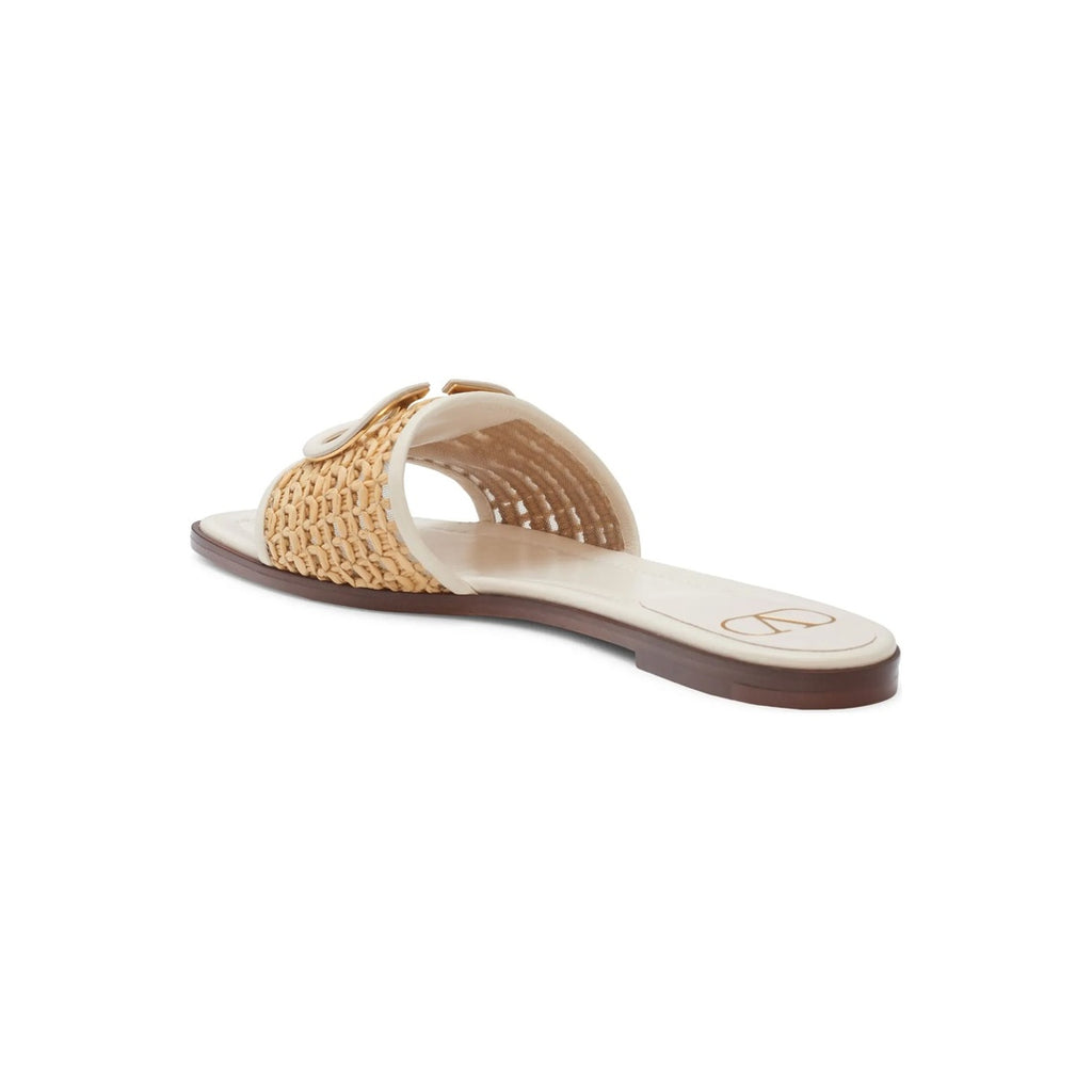 VALENTINO GARAVANI VLOGO SIGNATURE SLIDE SANDAL RAFFIA 60MM NATURAL BEIGE
