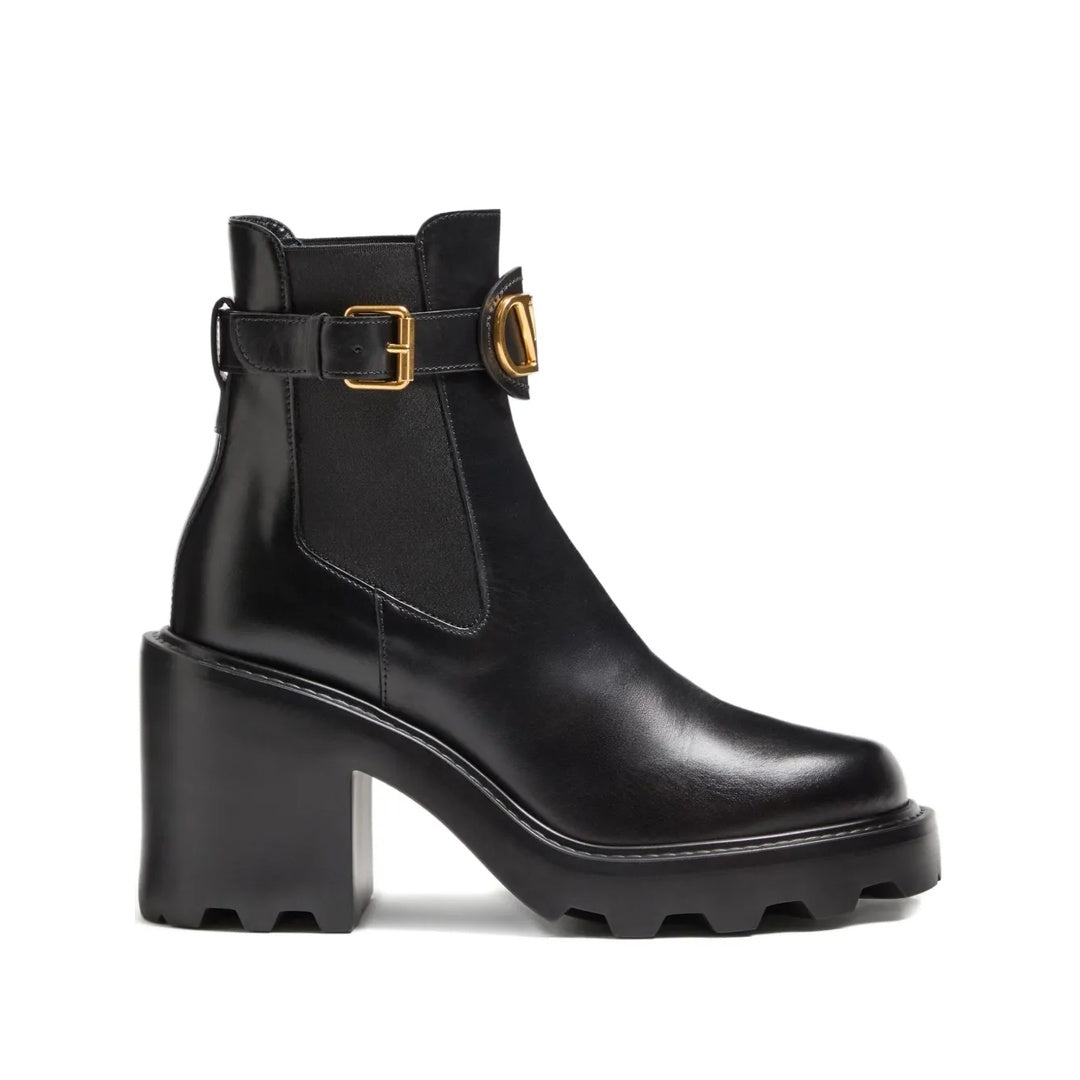 VALENTINO GARAVANI VLOGO SIGNATURE CALFSKIN BEATLE BOOT 90MM BLACK
