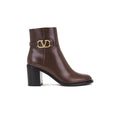 VALENTINO GARAVANI VLOGO SIGNATURE CALFSKIN ANKLE BOOT 75MM BROWN