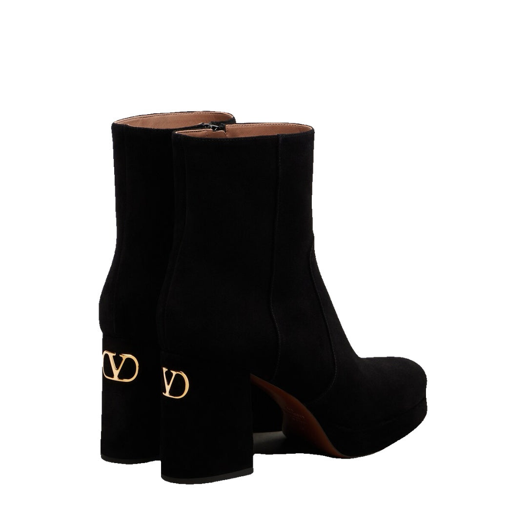 VALENTINO GARAVANI FAWCETTE PLATFORM ANKLE BOOT CALFSKIN 90MM BLACK