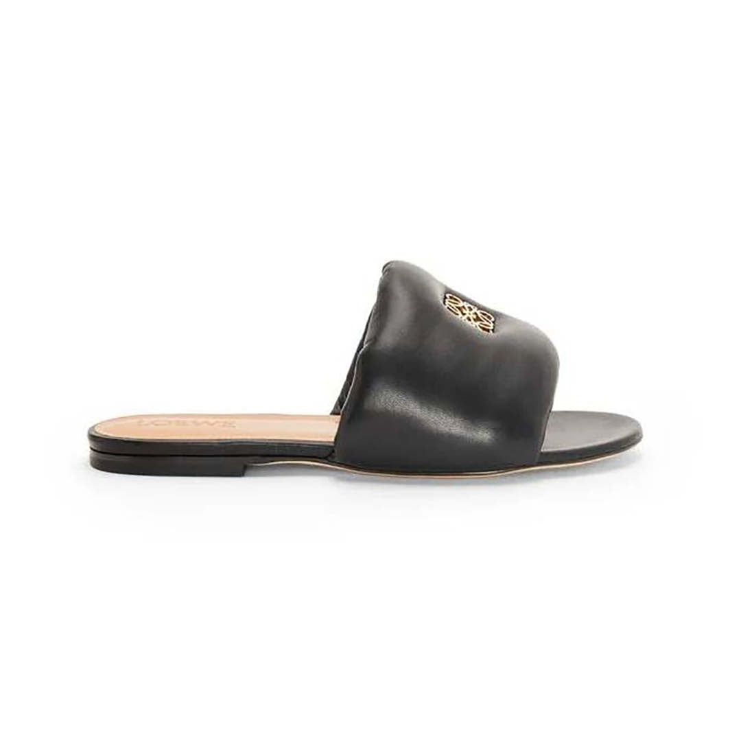 LOEWE PETAL ANAGRAM SLIDE SOFT CALFSKIN BLACK