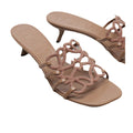 LOEWE SUEDE PETAL ANAGRAM HEELED MULES BROWN