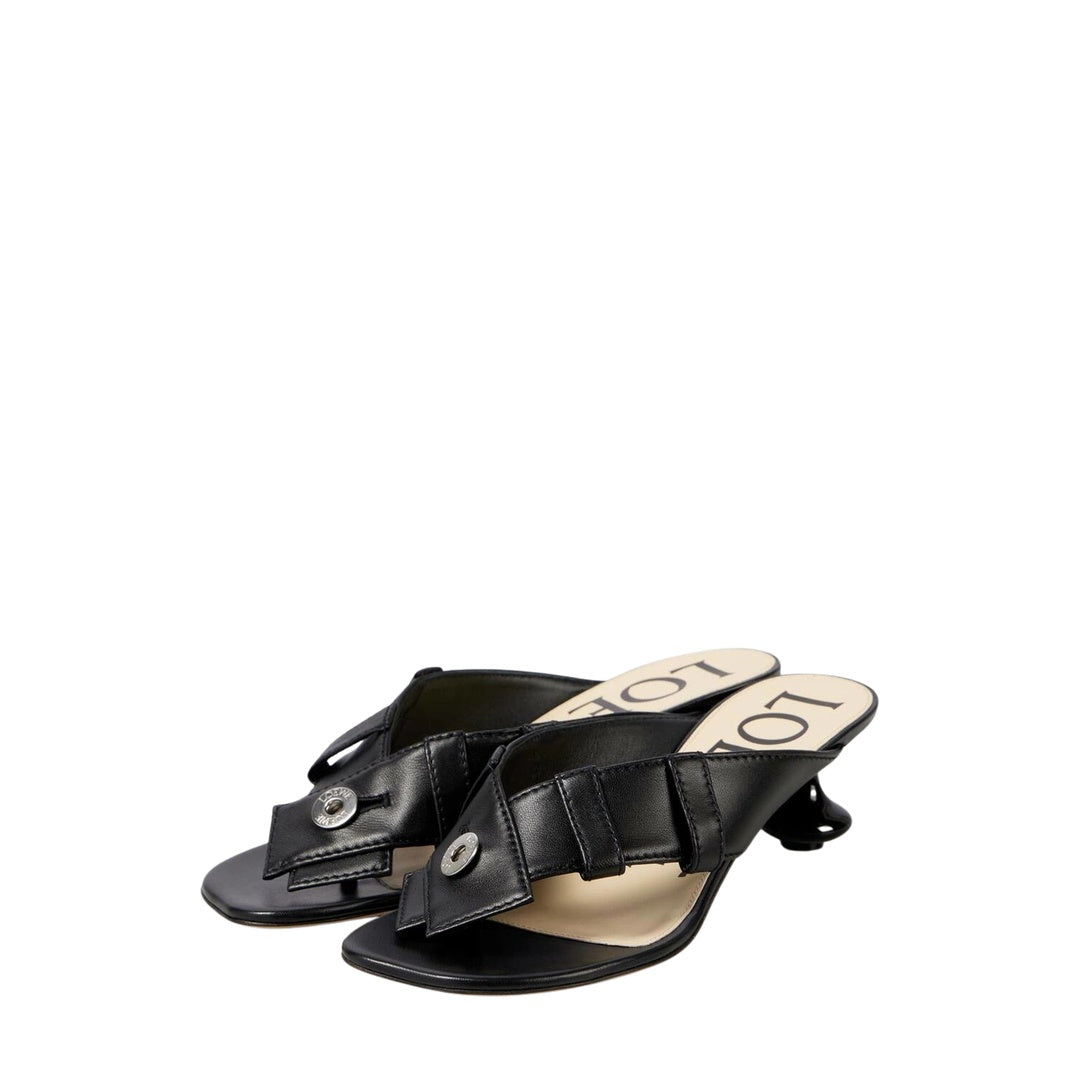 LOEWE 90MM TOY PANTA LEATHER SANDALS BLACK