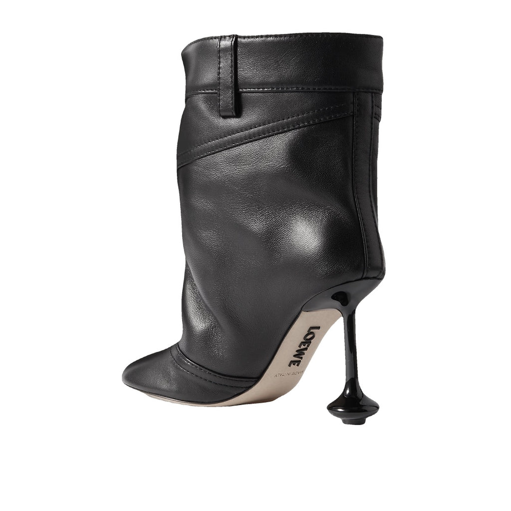 LOEWE TOY PETAL-TOE LEATHER ANKLE BOOTS BLACK