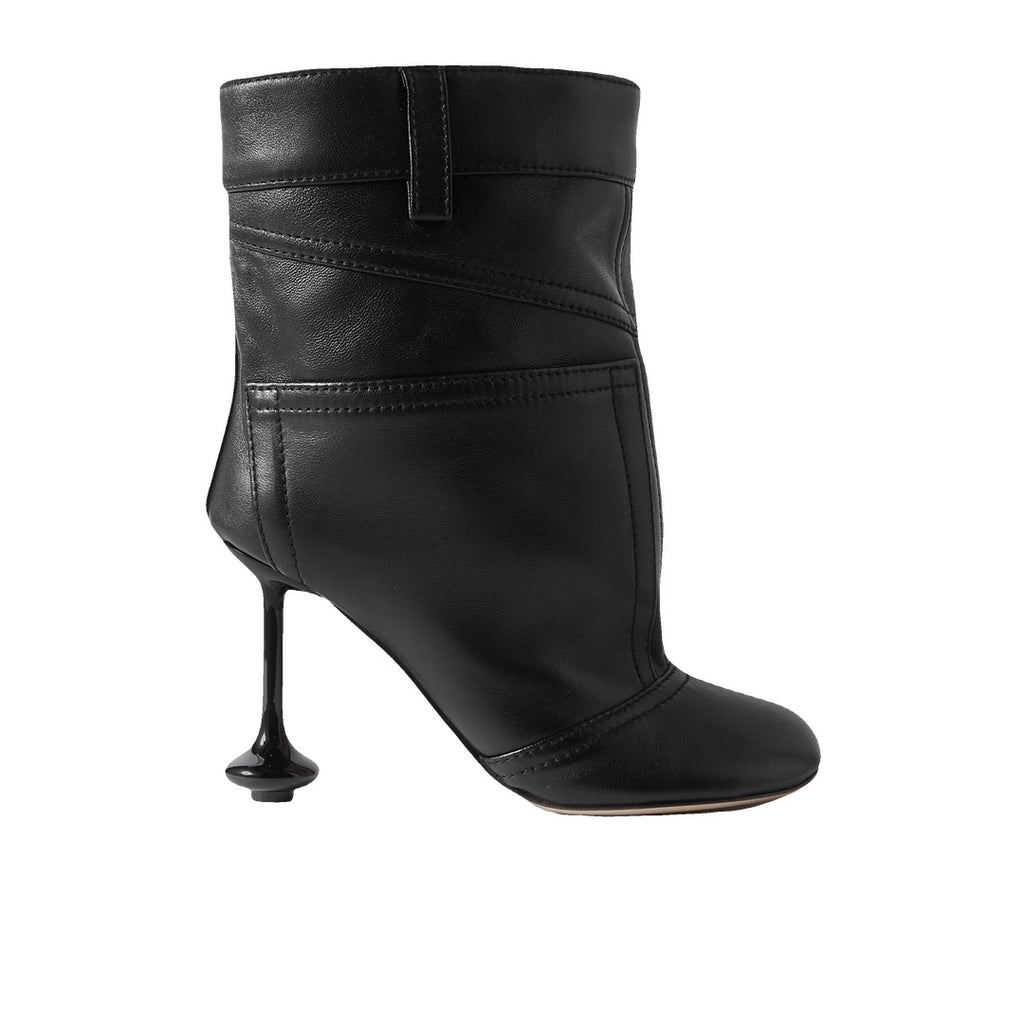 LOEWE TOY PETAL-TOE LEATHER ANKLE BOOTS BLACK