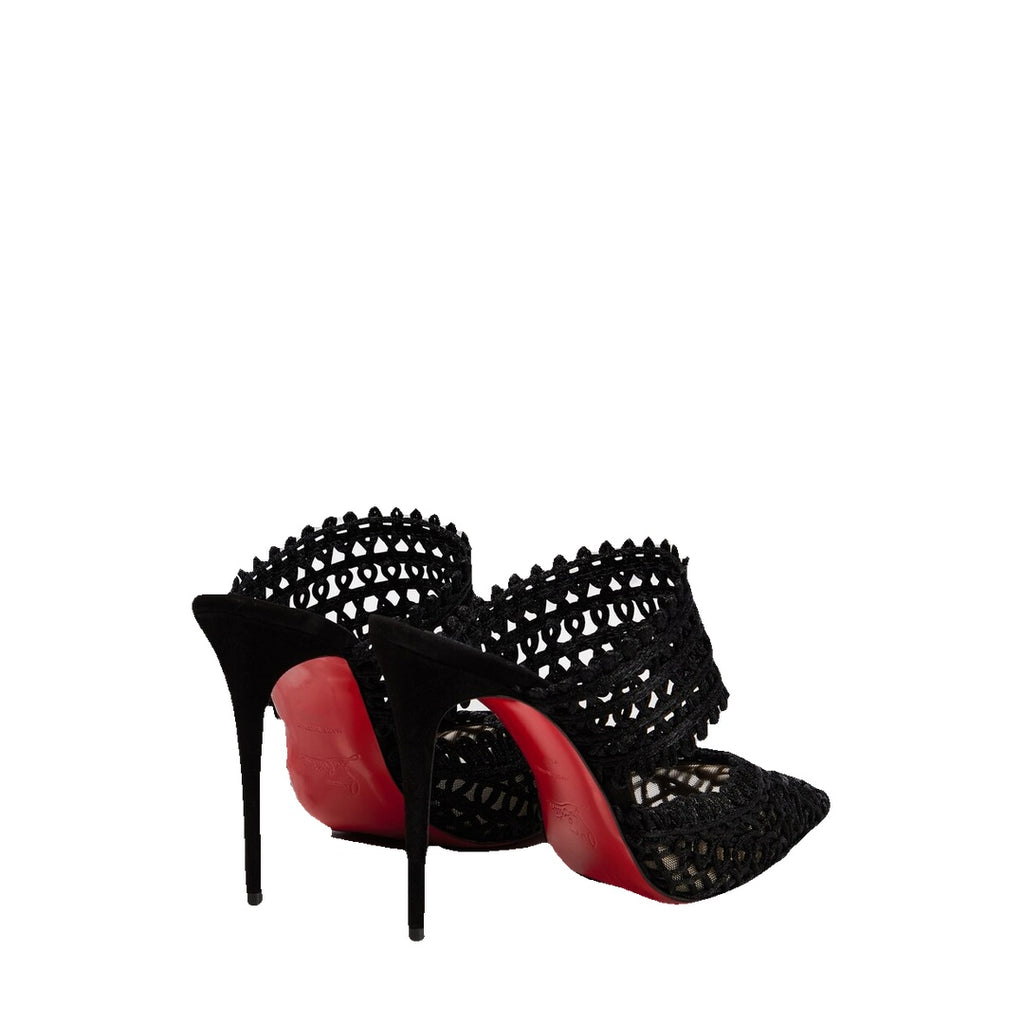 CHRISTIAN LOUBOUTIN HER IN ROMA MULE DARK CARMINE BLACK