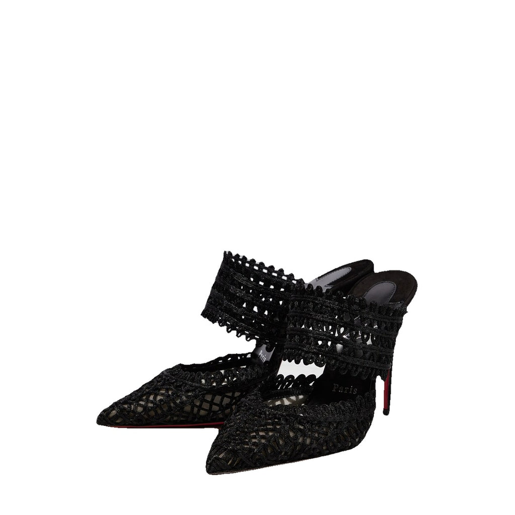 CHRISTIAN LOUBOUTIN HER IN ROMA MULE DARK CARMINE BLACK