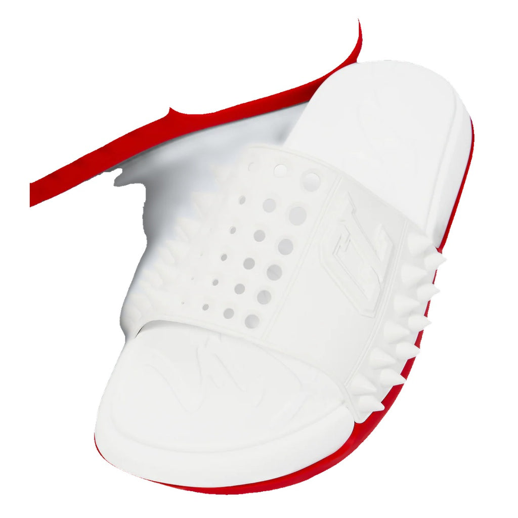 CHRISTIAN LOUBOUTIN EASY BREEZY RUBBER SANDALS WHITE