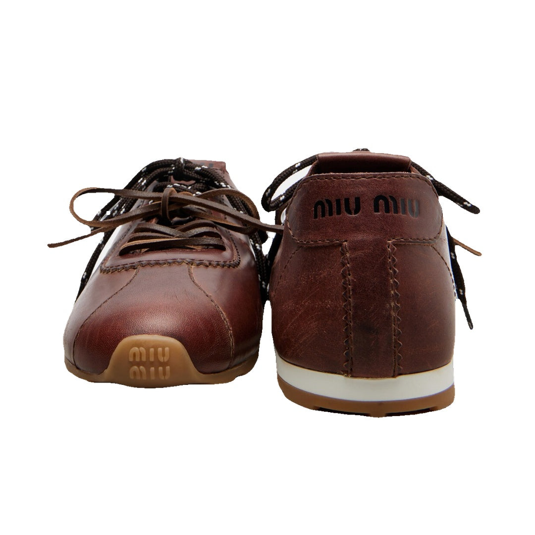 MIU MIU DRILL SNEAKERS BROWN
