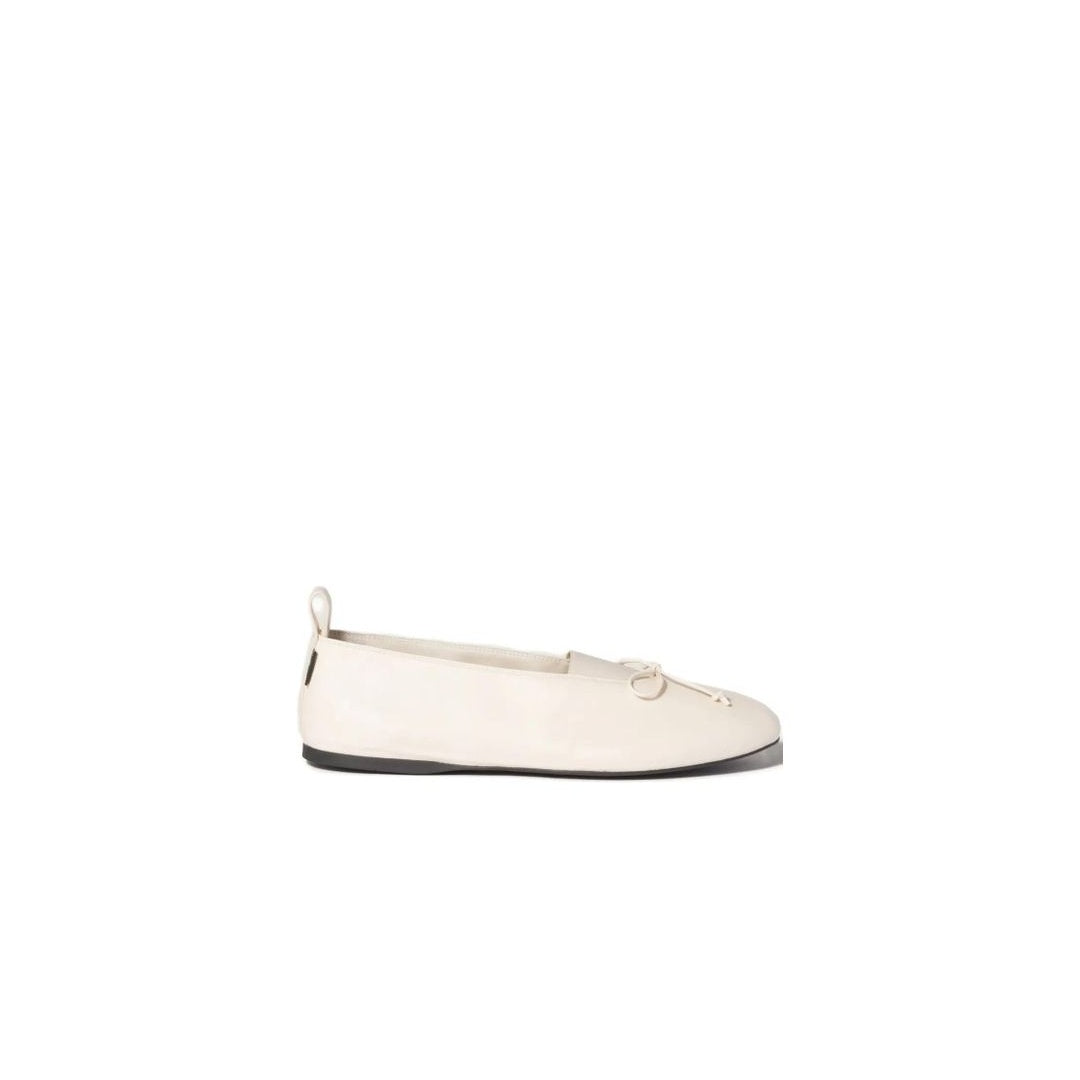 MIU MIU NAPPA RUCHED BALLET FLATS CREAM