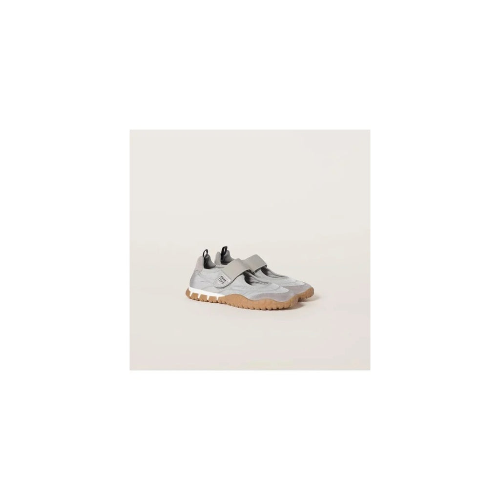 MIU MIU TYRE SNEAKERS TECHNICAL FABRIC AND SUEDE LIGHT GREY