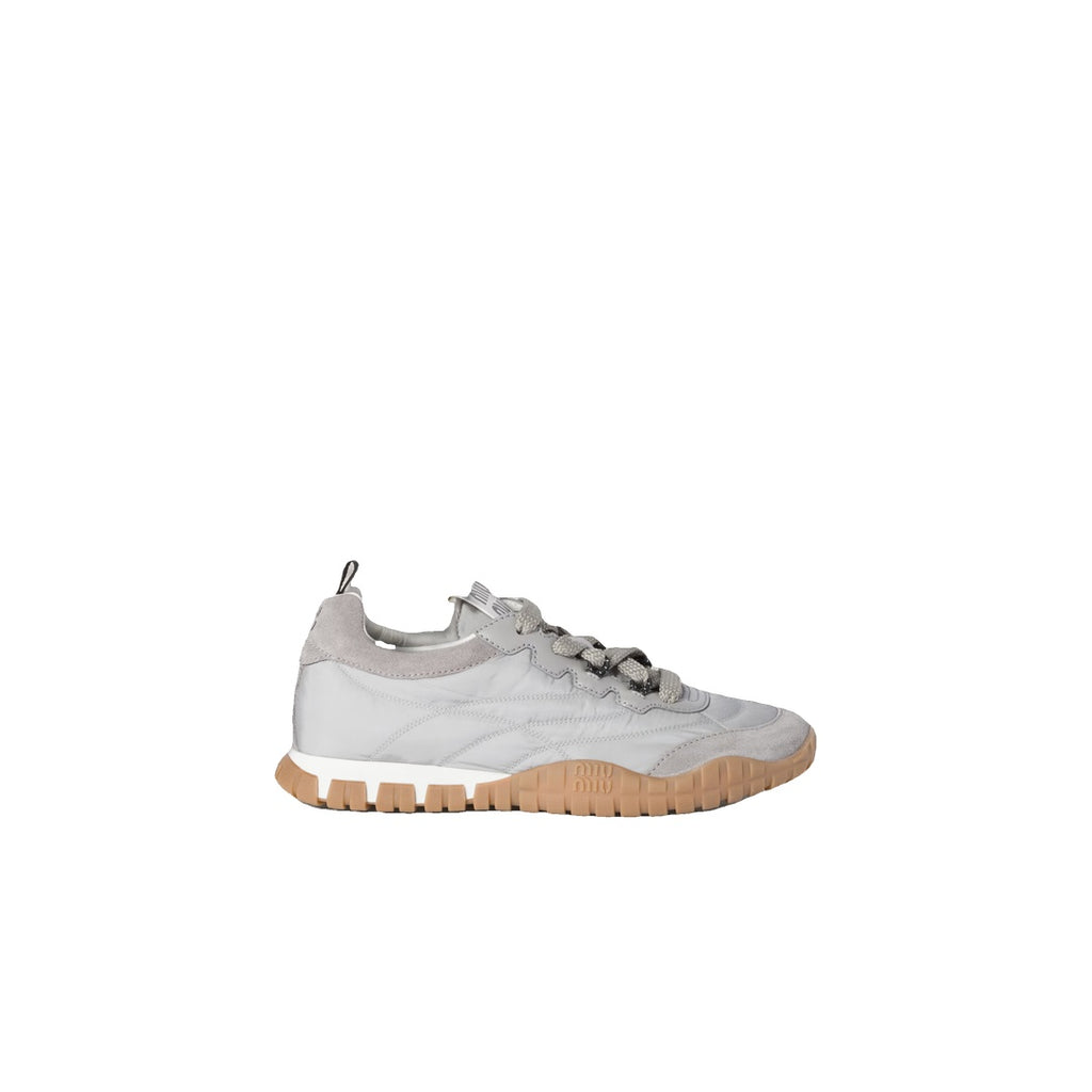 MIU MIU TYRE SNEAKERS TECHNICAL FABRIC AND SUEDE LIGHT GREY