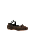 MIU MIU RUFFLED SUEDE BALLERINAS DARK BROWN