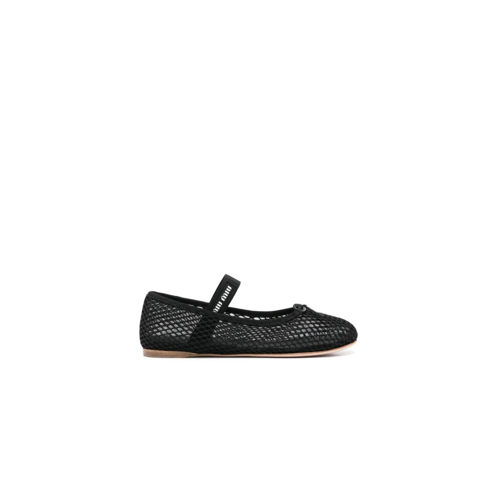 MIU MIU RETE MESH SLIP-ON SHOES BLACK