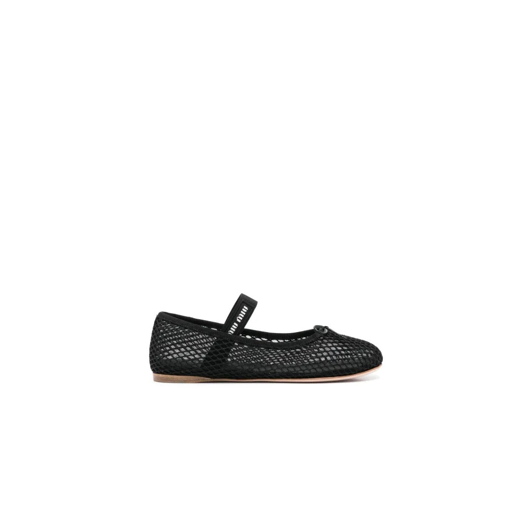 MIU MIU RETE MESH SLIP-ON SHOES BLACK