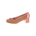 MIU MIU WOVEN LEATHER PUMPS TAN