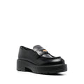 MIU MIU COGNAC WOVEN LEATHER PENNY LOAFERS BLACK