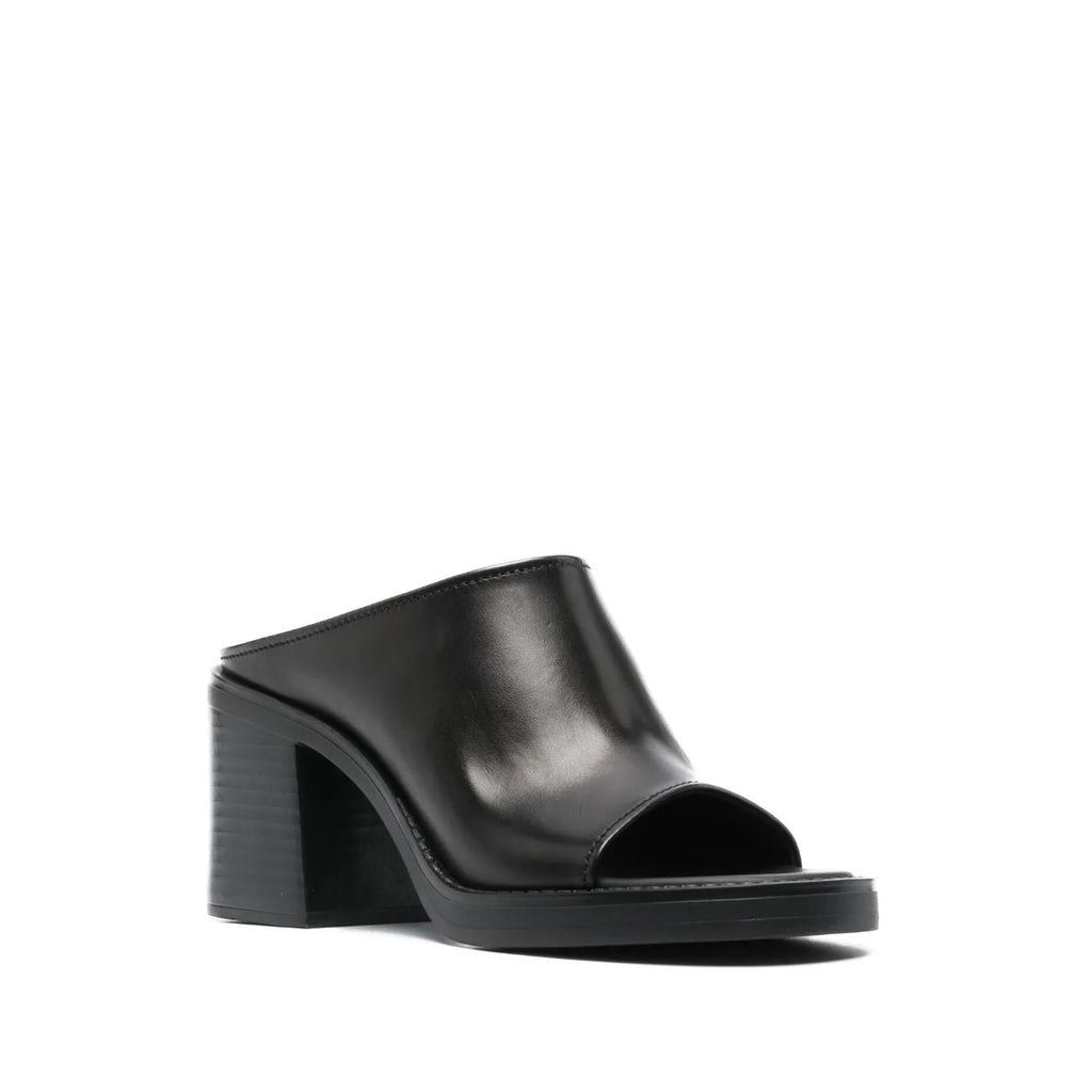 MIU MIU BOS TAURUS CALF LEATHER MULES BLACK