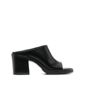 MIU MIU BOS TAURUS CALF LEATHER MULES BLACK