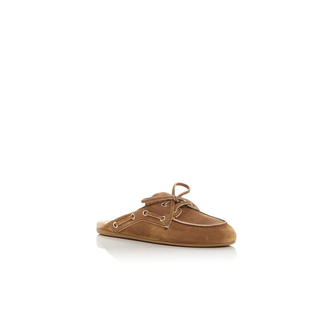 MIU MIU LOAFER MULES BUCKLE STRAP TAN