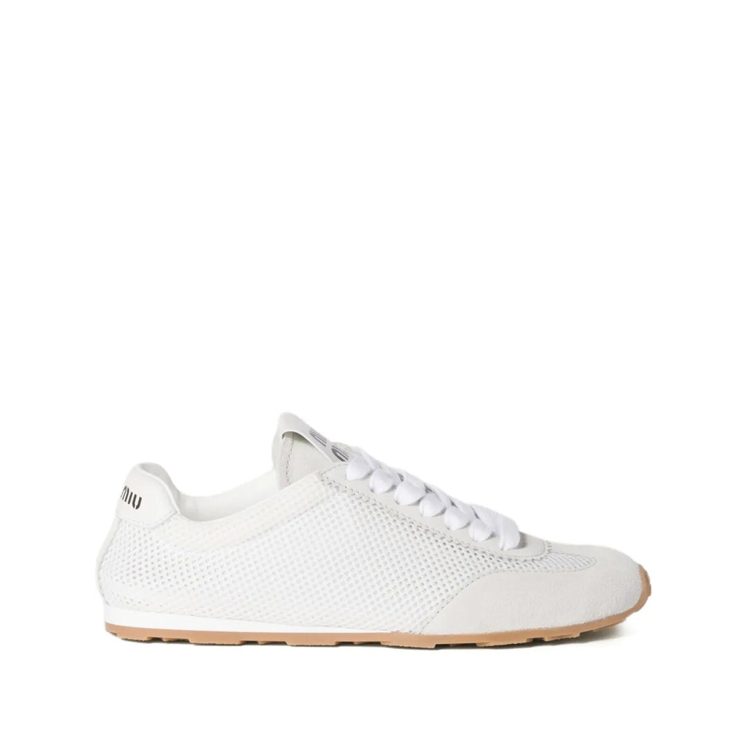 MIU MIU PLUME MESH FABRIC SNEAKERS WHITE