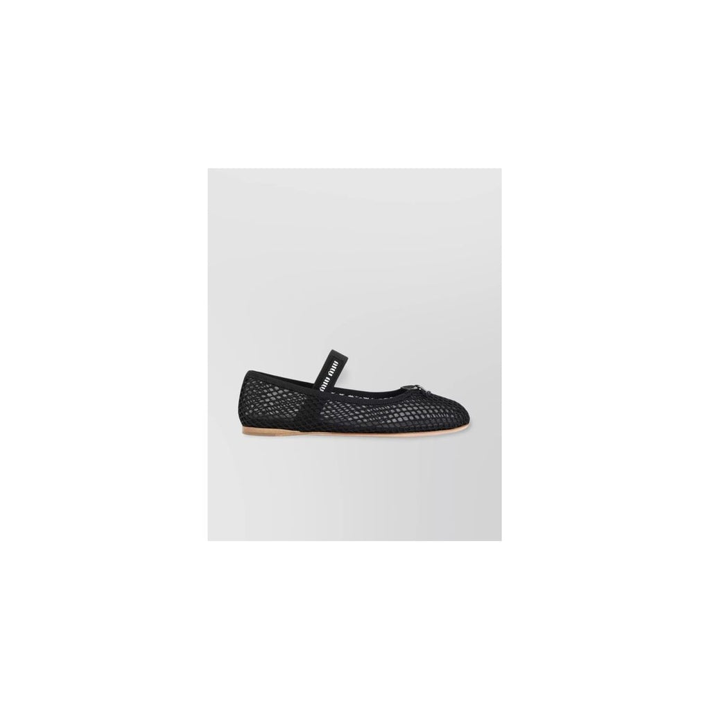 MIU MIU EMBROIDERED MESH BALLERINAS BLACK