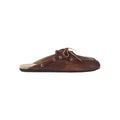 MIU MIU FOULE LEATHER MULES COFFEE BROWN