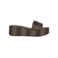 FENDI SUNSHINE PEQUIN STRIPED PLATFORM SANDALS BROWN