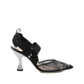 FENDI 85MM COLIBRÌ EMBELLISHED MESH SLINGBACK PUMPS METALLIC