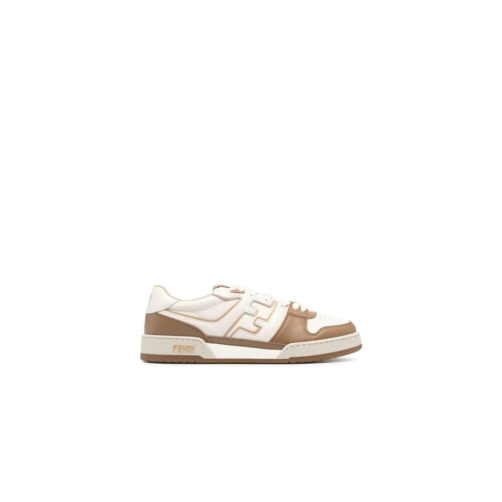 FENDI MATCH FF LEATHER LOW-TOP SNEAKERS WHITE