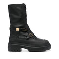 FENDI FILO PEBBLED VITELLO LEATHER BIKER BOOTS BLACK