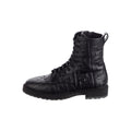 FENDI FILO FF LEATHER COMBAT BOOTS BLACK