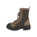 FENDI FILO FF SUEDE COMBAT BOOTS NATURAL