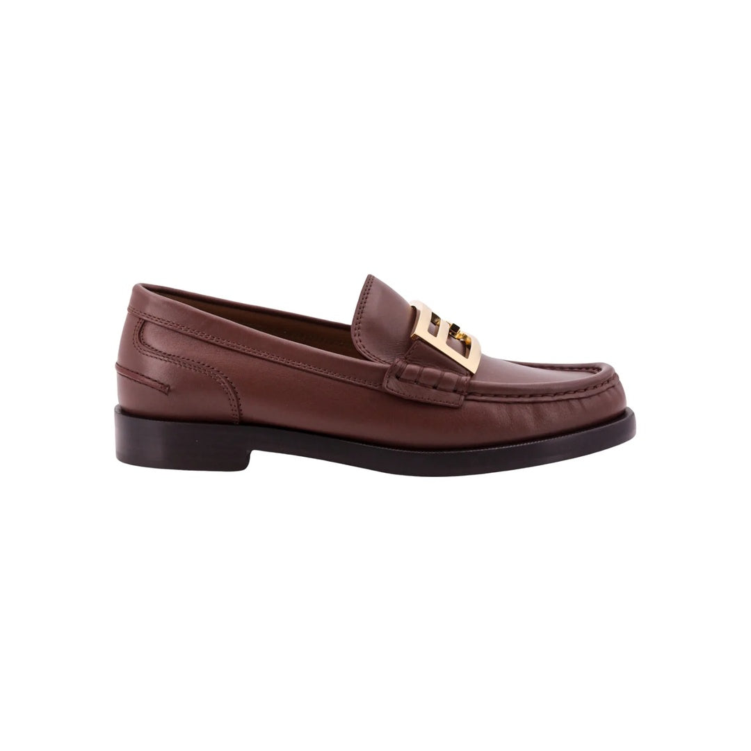 FENDI ROUND TOE FLAT SHOES BAGUETTE BROWN