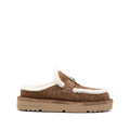 FENDI APRES CHIC SHEARLING-LINED SUEDE PLATFORM MULES BROWN
