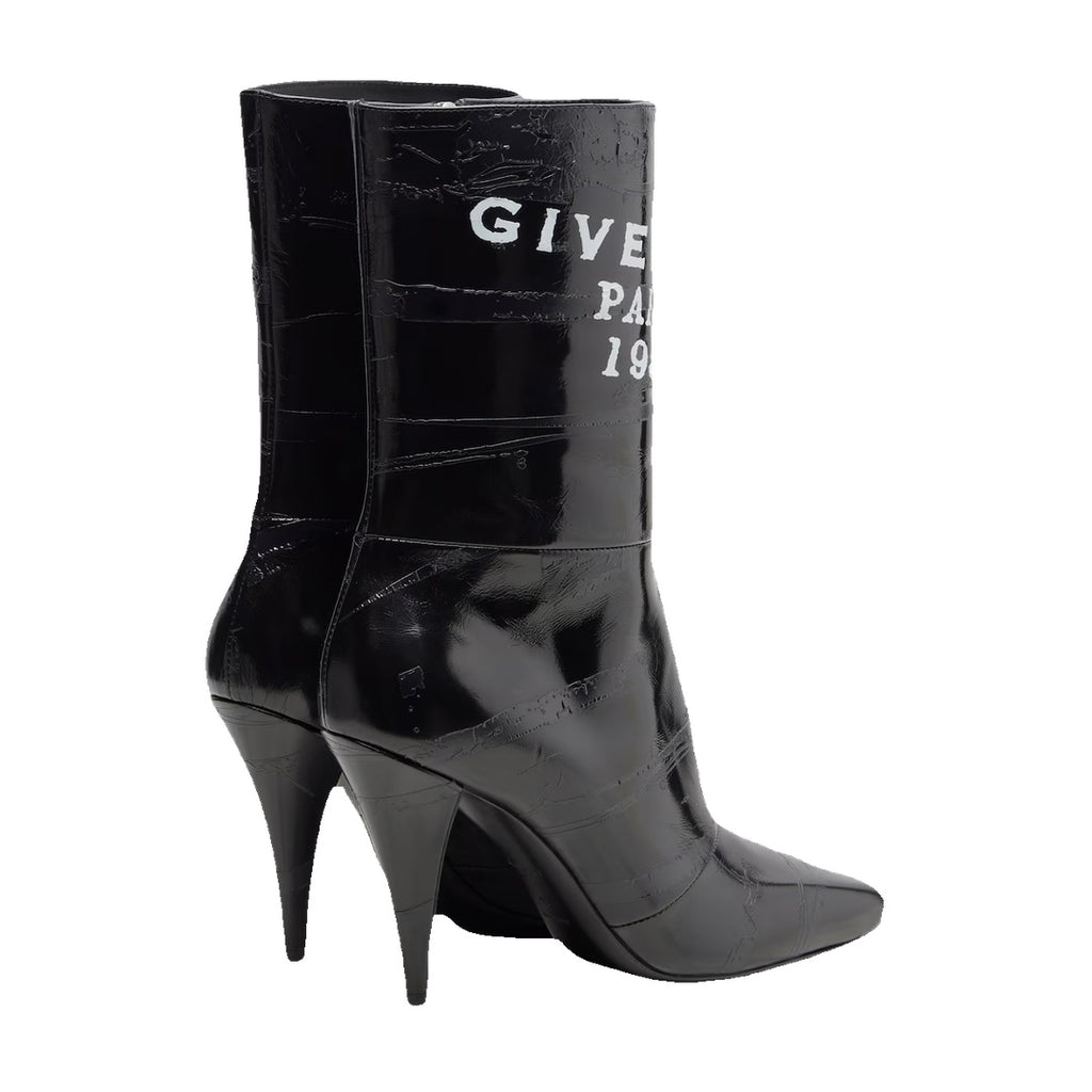 GIVENCHY SLICED SQUARE LEATHER TAPE ANKLE BOOTS BLACK